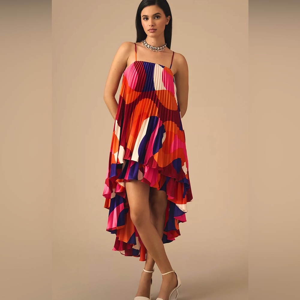 Hutch Tiered High Low Pleated Dress